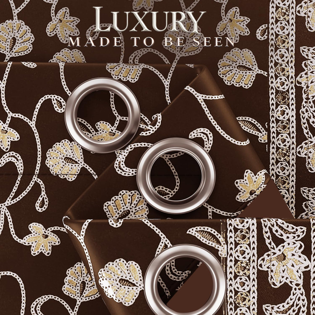 HOKIPO Shahi Bagh Eyelet Curtains, 7 Feet Long - Chocolate Brown - image 3