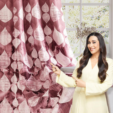 HOKIPO Twilight Curtains, 7 Feet Long - Raindrop Mosaic Rose Pink