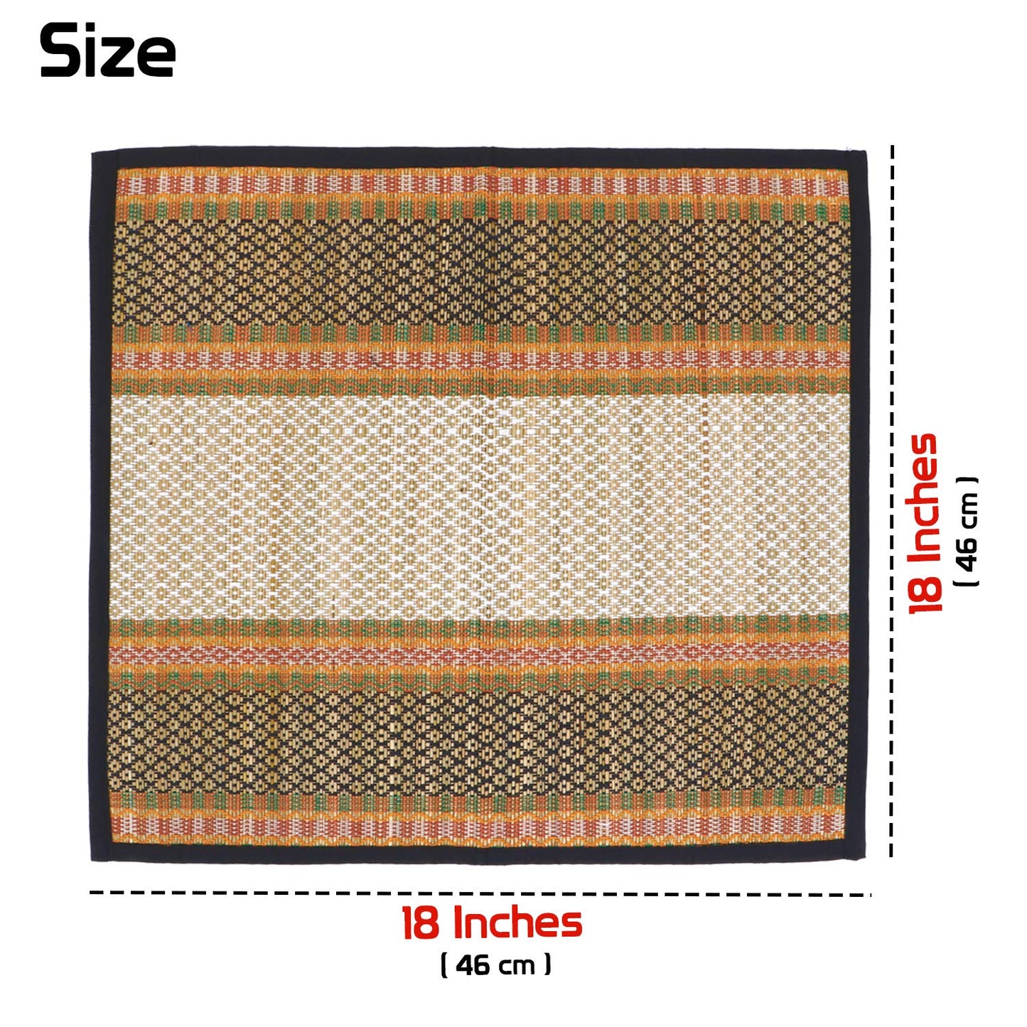 Natural River Grass Handcrafted Pooja Floor Mats/Meditation Prayer Mat/Sittting Mat/Aasan Mat Chatai for Pack of 2/4/6/8, Black