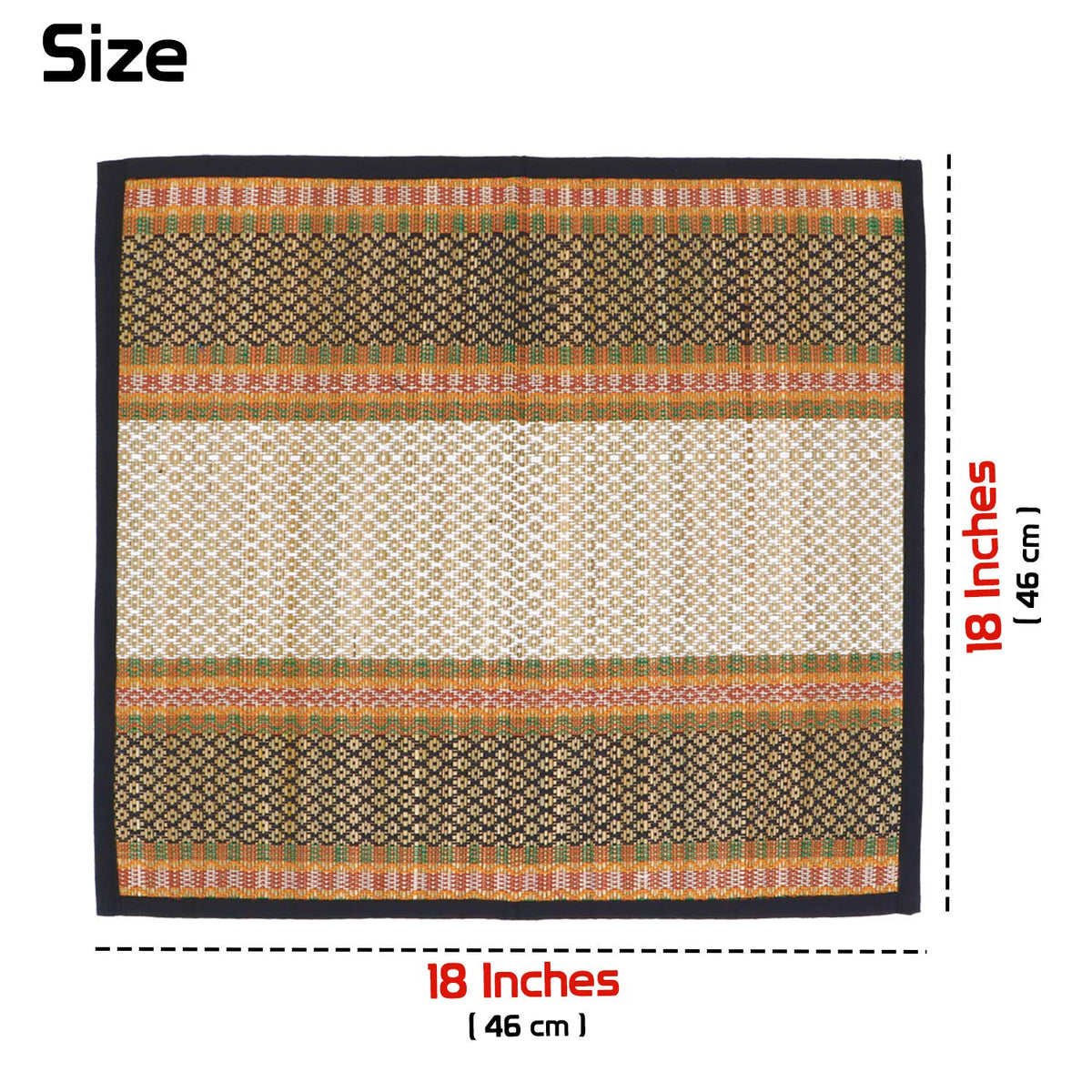Natural River Grass Handcrafted Pooja Floor Mats/Meditation Prayer Mat/Sittting Mat/Aasan Mat Chatai for Pack of 2/4/6/8, Black
