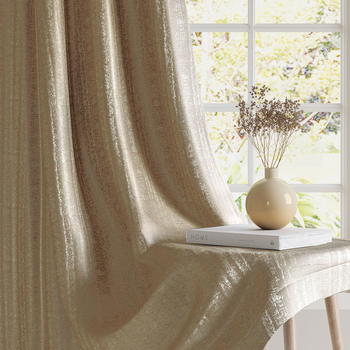 HOKIPO Royal Blend Eyelet Curtains, 7 Feet Long - Mocha Brown