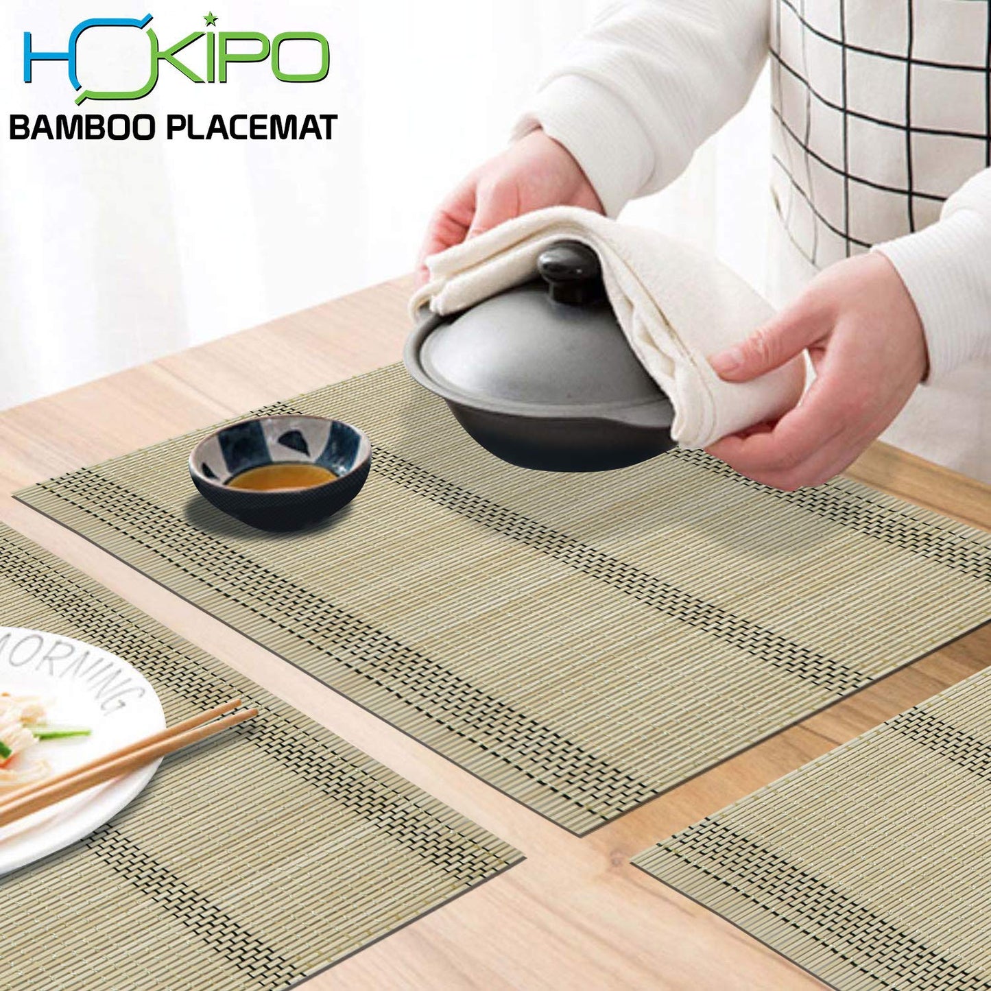 Heat Resistant Bamboo Placemats Set of 6 Dining Table Mats