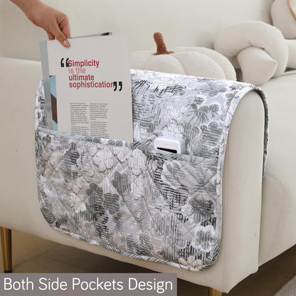 Quilted, Waterproof and Anti-Slip Sofa Cover Mat, Abstract Pale Grey