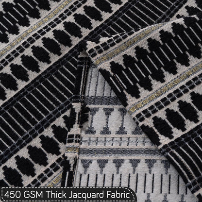 Artisan Boho 5-Seater Sofa Seat Mat with Tassels (3+1+1), Charcoal Black