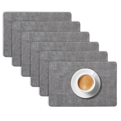 Modern Weaves Royal Luxe Faux Leather Mats for Dining Table - Charcoal Grey