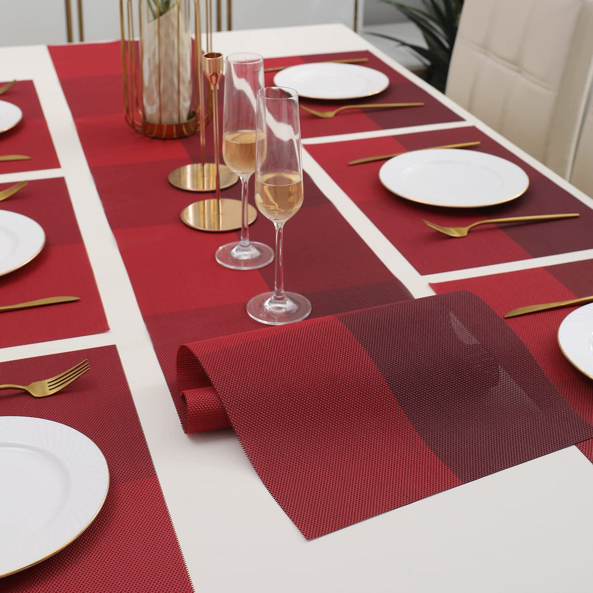 PVC Dining Table Mats, Red