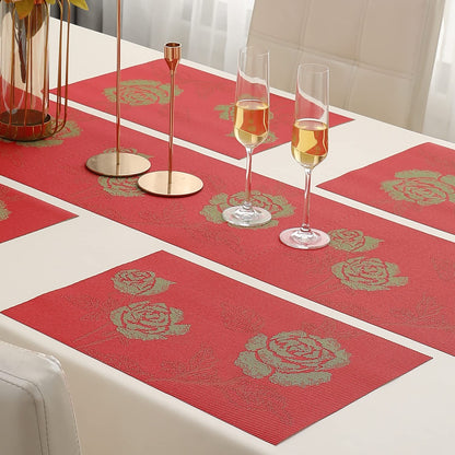 PVC Dining Table Mats, Crimson Red