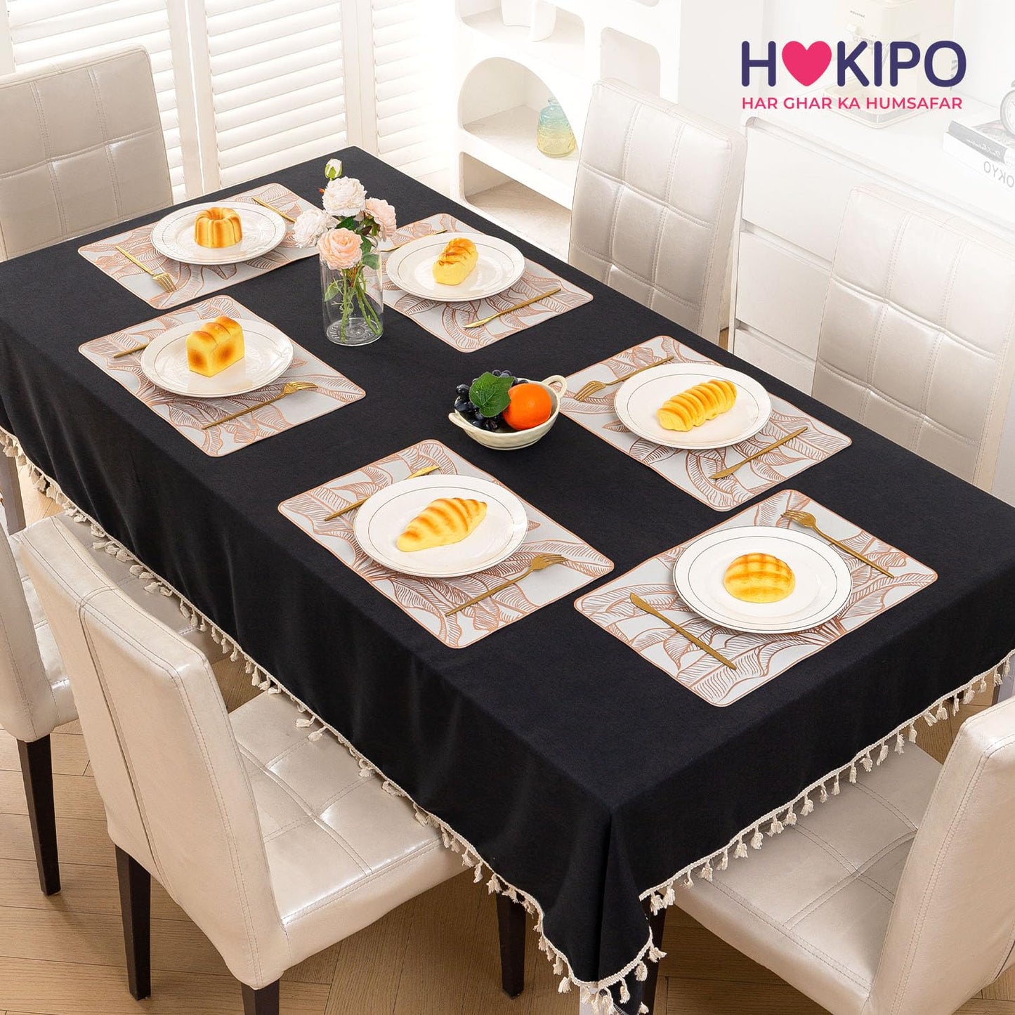 Metallic Glow Shining Mats for Dining Table, Paradise Arch Leaves - Rose Gold