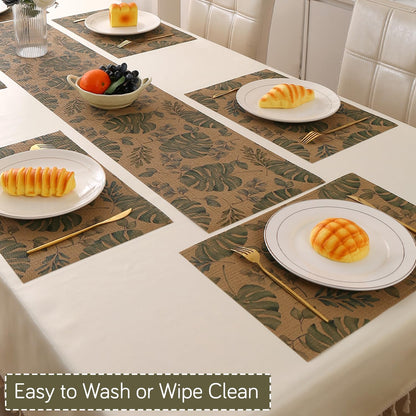 Botanical Tropic PVC Mats for Dining Table - Monstera Leaves