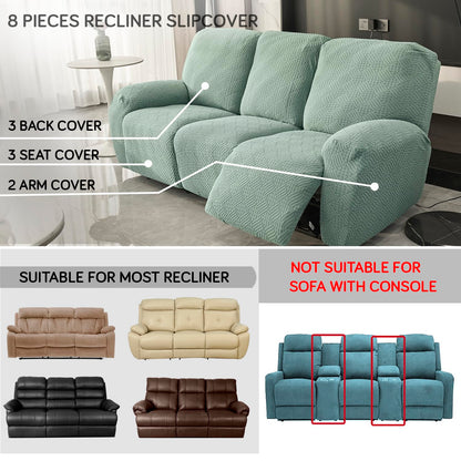 Premium 170 GSM Jacquard Fully Covered Recliner Sofa Cover for 1/2/3 Seaters, Green