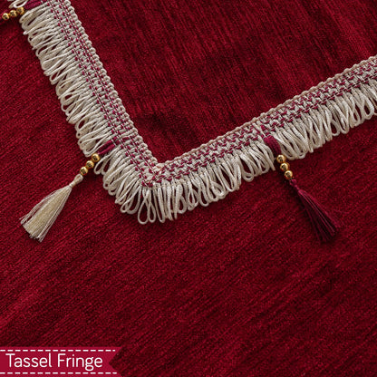 Serenity Tassel Chenille Sofa Cover with Tassel – Crimson Ruby