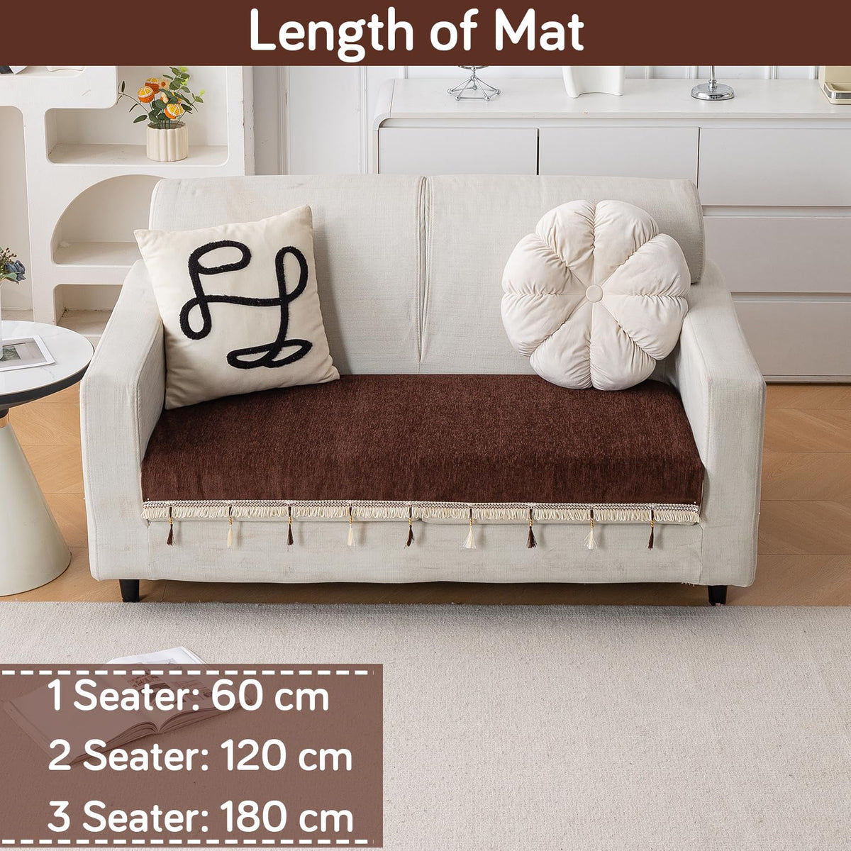 Serenity Tassel Chenille Sofa Cover with Tassel – Chestnut Luxe