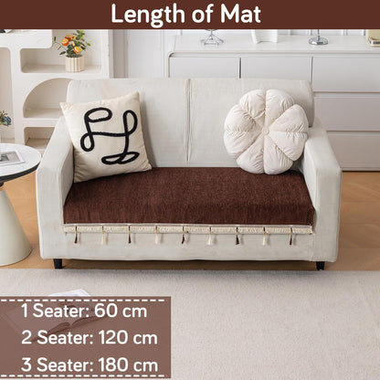 Serenity Tassel Chenille Sofa Cover with Tassel – Chestnut Luxe