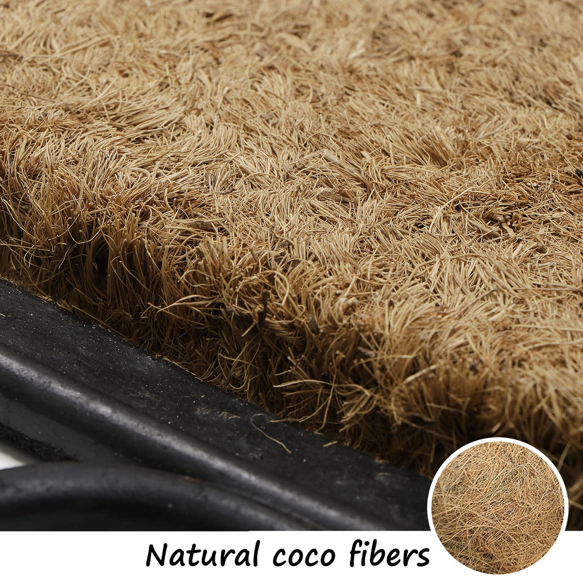 Natural Rubber Coir Doormat with Designer Border, Anti-Slip Rubber Backing, 45x75 cm