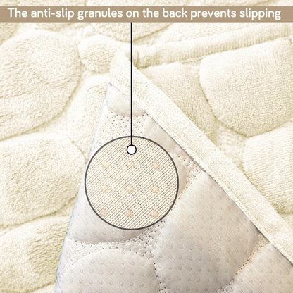 Premium Pebble Milk Velvet Anti Slip Sofa Mats, Bliss White