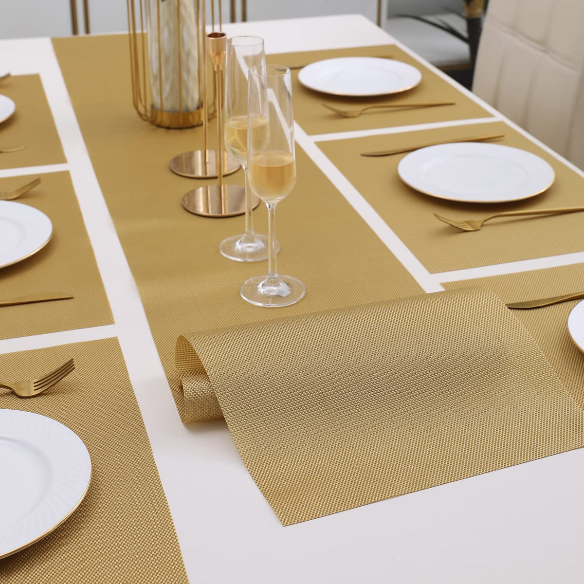 PVC Dining Table Mats, Golden