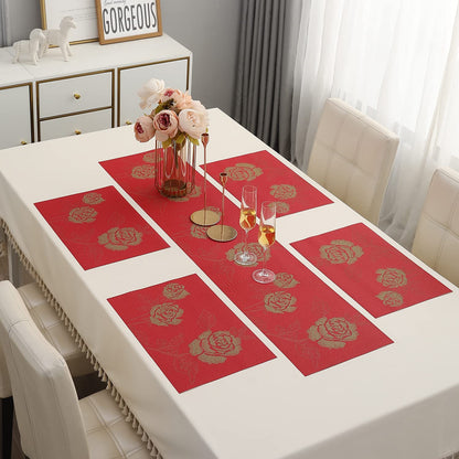 PVC Dining Table Mats, Crimson Red