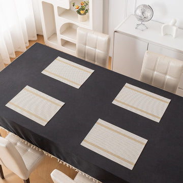 Chevron Stripes PVC Mats for Dining Table - Warm White