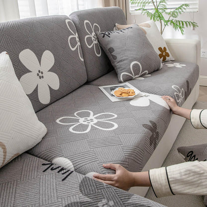 Stretchable Thick Fleece Textured Seat Couch Cushion Cover for 1/2/3 Seater, Moon Grey