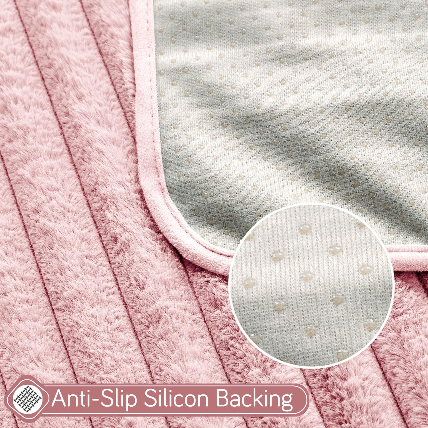 Faux Rabbit Fur Sofa Cover Combination Set, 'Snuggle Fur Series' Soft Pink