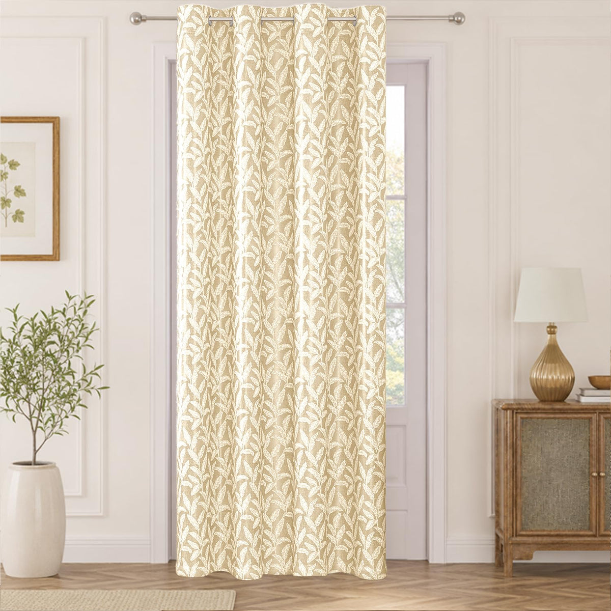 HOKIPO Majestic Eyelet Curtains, 7 Feet Long - Accent Beige - image 2