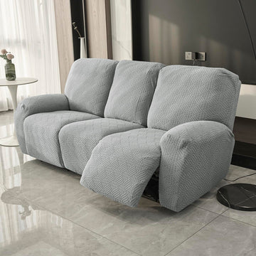 Premium 170 GSM Jacquard Fully Covered Recliner Sofa Cover for 1/2/3 Seaters, Light Grey