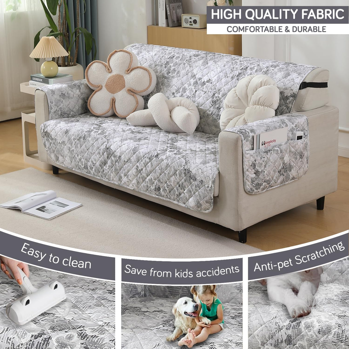 2 Seater Comfortable & durable quilted waterproof sofa cover | Hokipo