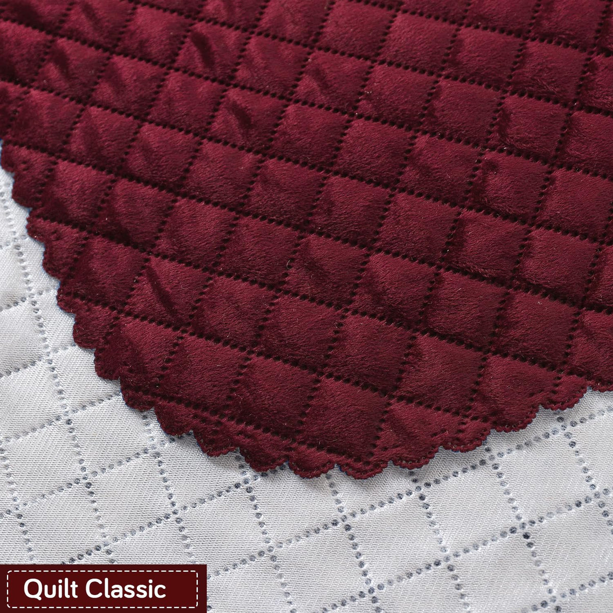 Quilt Classic 5-Seater Sofa Cover (3+1+1), Maroon