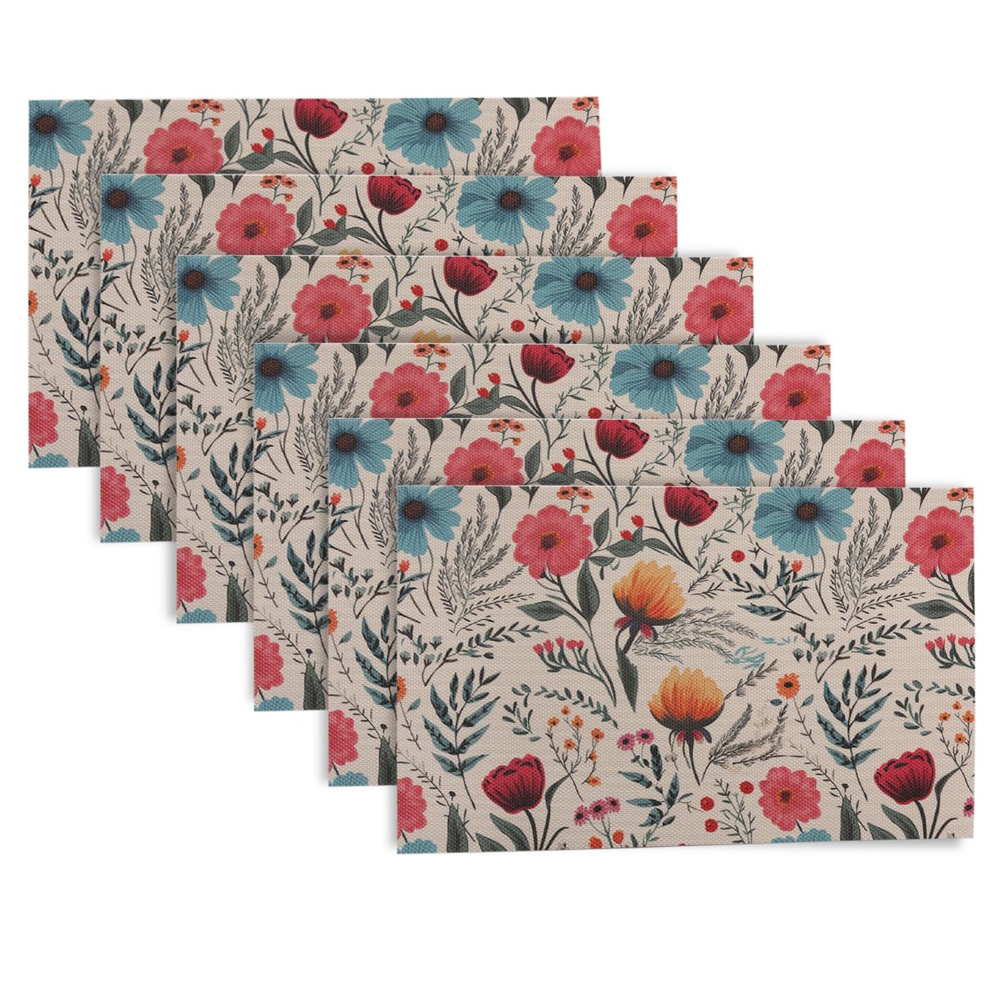 Artistic Flora PVC Washable Mats for Dining Table - Cosmos