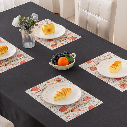 Artistic Flora PVC Washable Mats for Dining Table - Tulip Flora