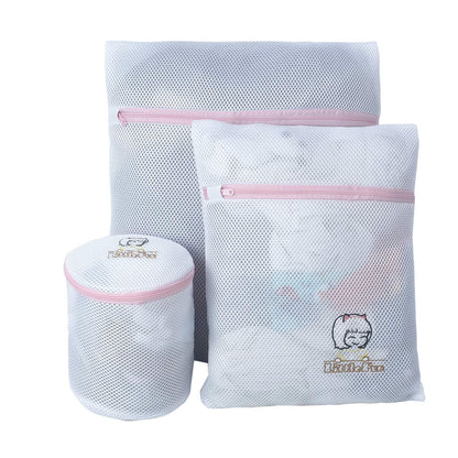 Premium Dual Layered Mesh Bags for Laundry Clothes Washing Bag, Pack of 3 (White)