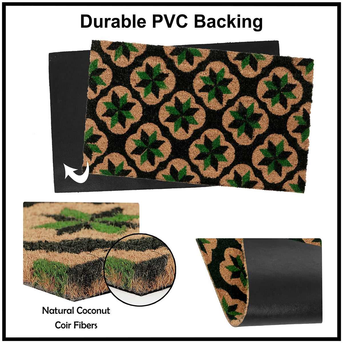 Coir Entrance Door Mat with Anti-Slip PVC Backing