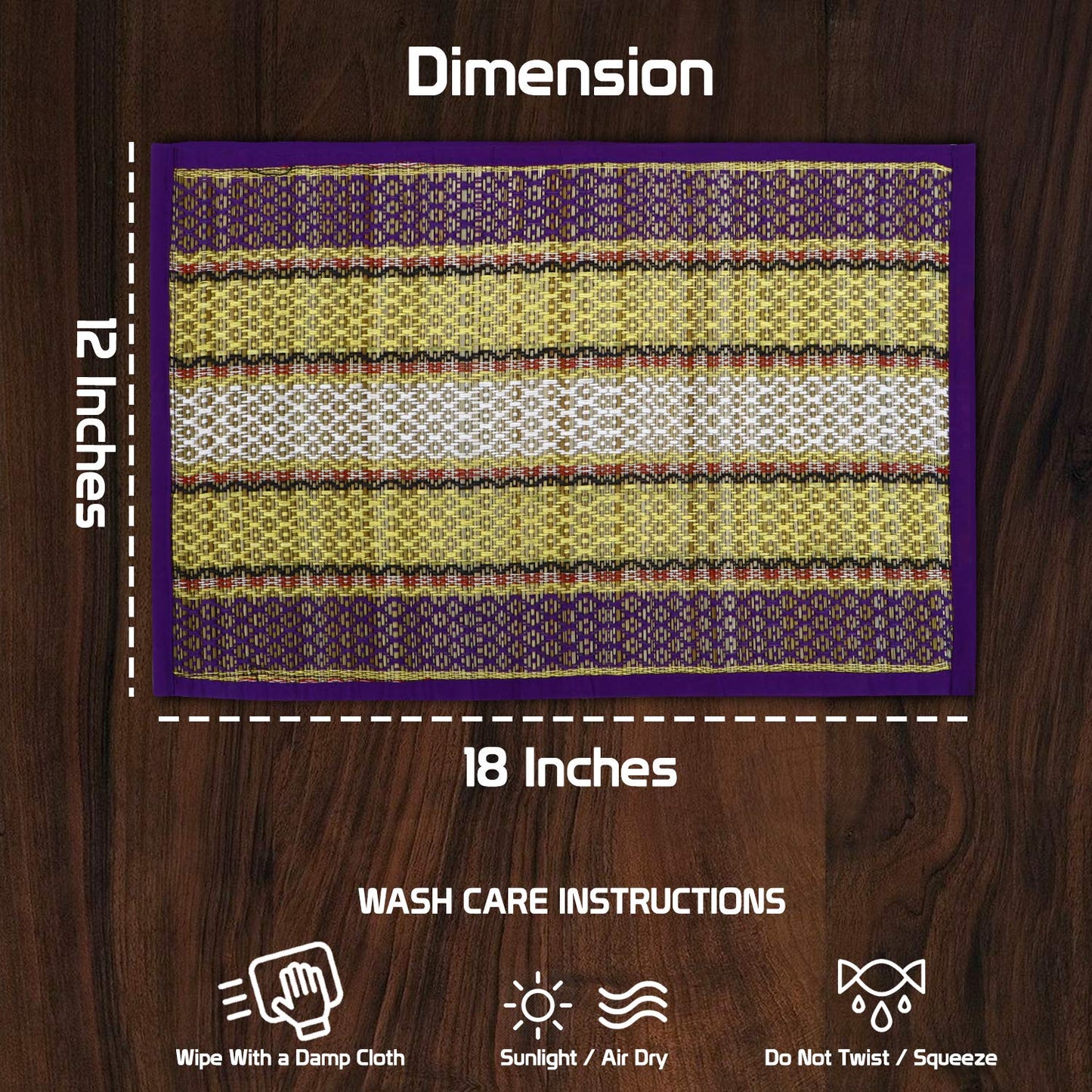 Handmade Madurkathi River Grass Dining Table Mats, Purple