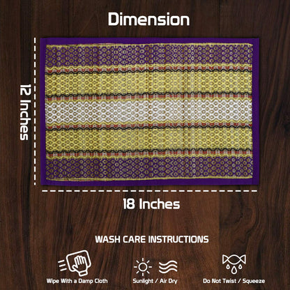 Handmade Madurkathi River Grass Dining Table Mats, Purple