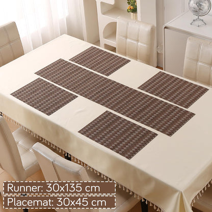 RhombusEcho Washable PVC Mats for Dining Table - Taupe Brown