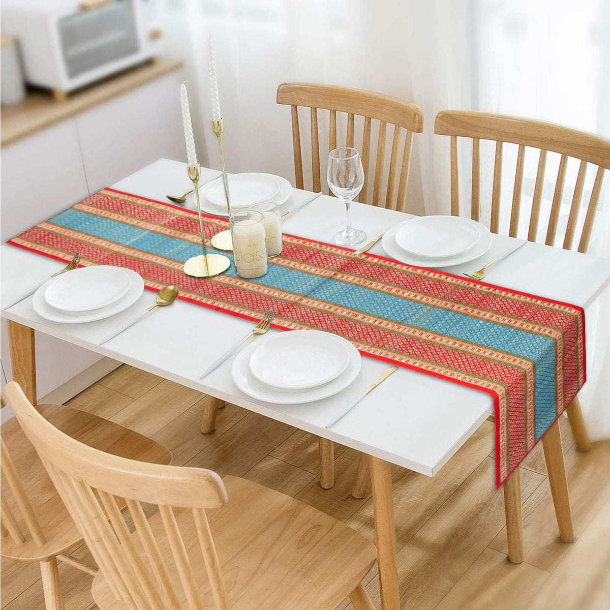 Buy Red Colour Heat Resistant Eco-friendly Natural Handmade Table Runner | HOKIPO