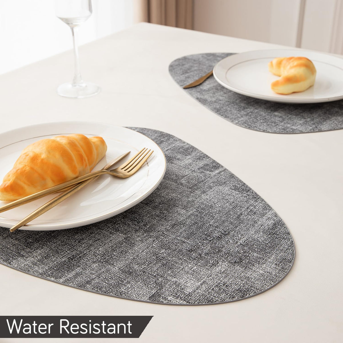 Premium Faux Leather Dining Table Mats, Grey