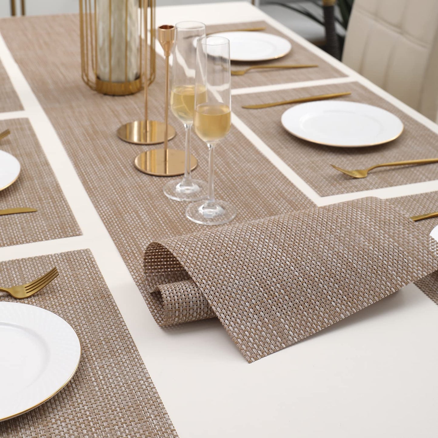 PVC Dining Table Mats, Beige