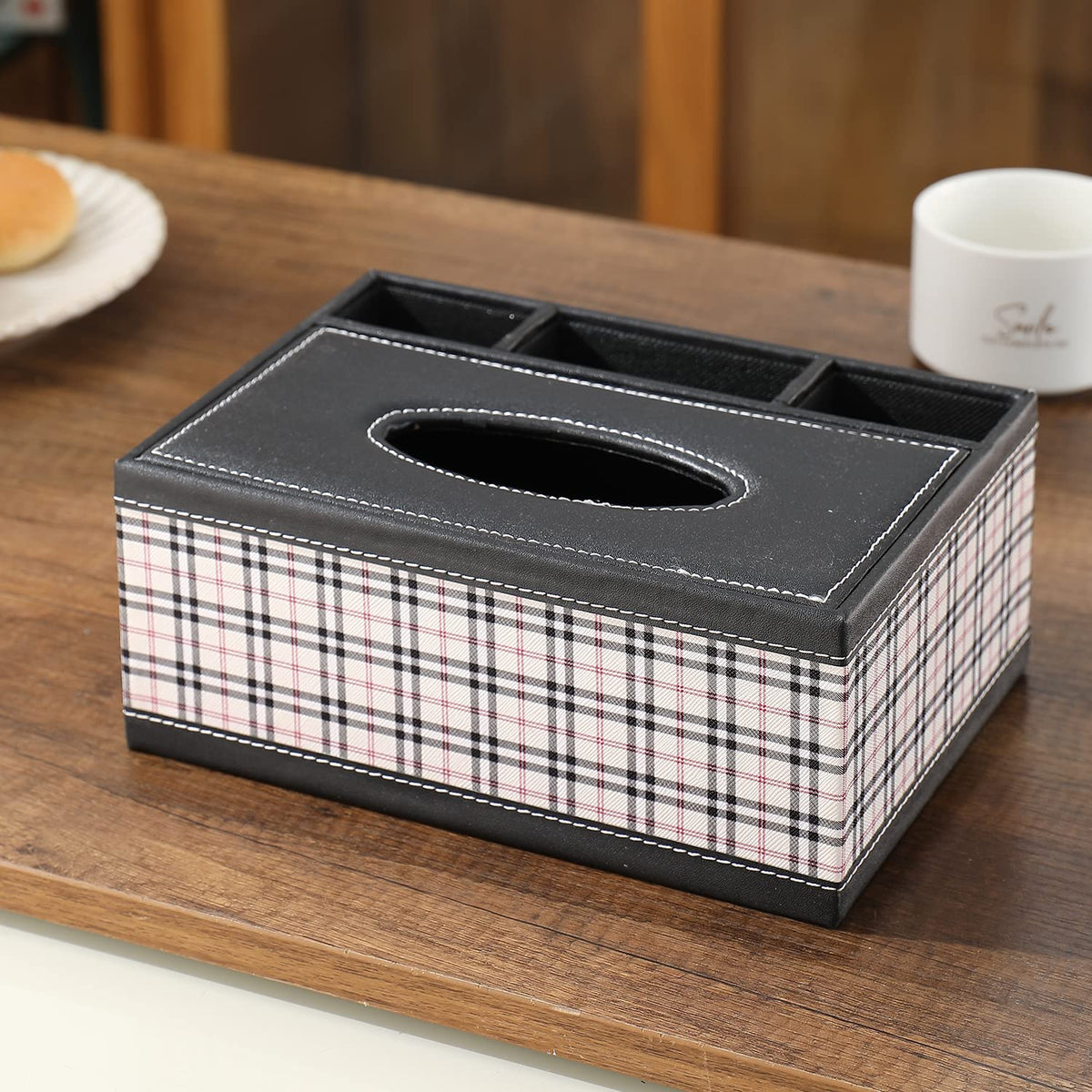 Buy compact faux leather tissue box for desk orgnizer | Hokipo