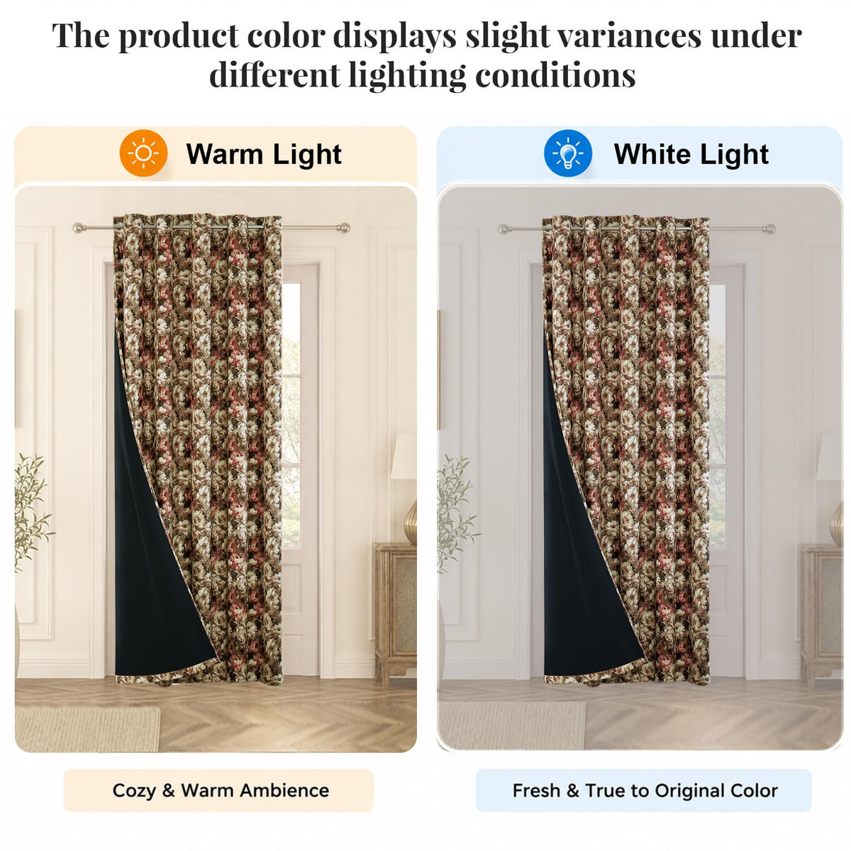 HOKIPO Shade Garden Curtains, 7 Feet Long - Vintage Bloom Cocoa Brown - image 6