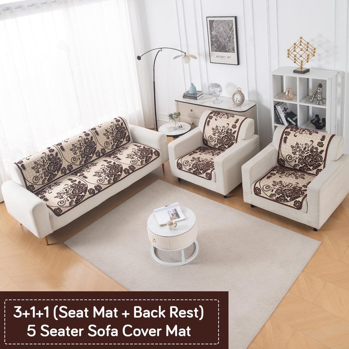 Woven Edit Chenille Jacquard Reversible 5-Seater Sofa Cover (3+1+1), Rustic Floral