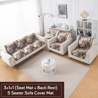 Woven Edit Chenille Jacquard Reversible 5-Seater Sofa Cover (3+1+1), Rustic Floral