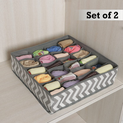 Undergarment Organizer Storage Box For Drawers Bra Panty Socks Tie Lingerie Wardrobe, 24 Grid*2 (Non-Woven Fabric, Drawer Organizers, Grey)