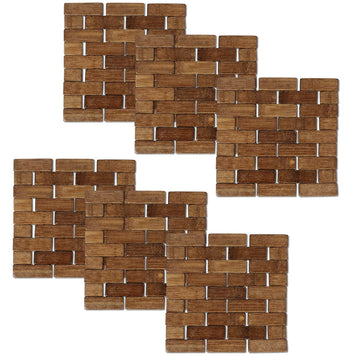 Buy Dark Brown Woven Square Bamboo Coaster (18x18 cm) – Pack of 2/4/6
