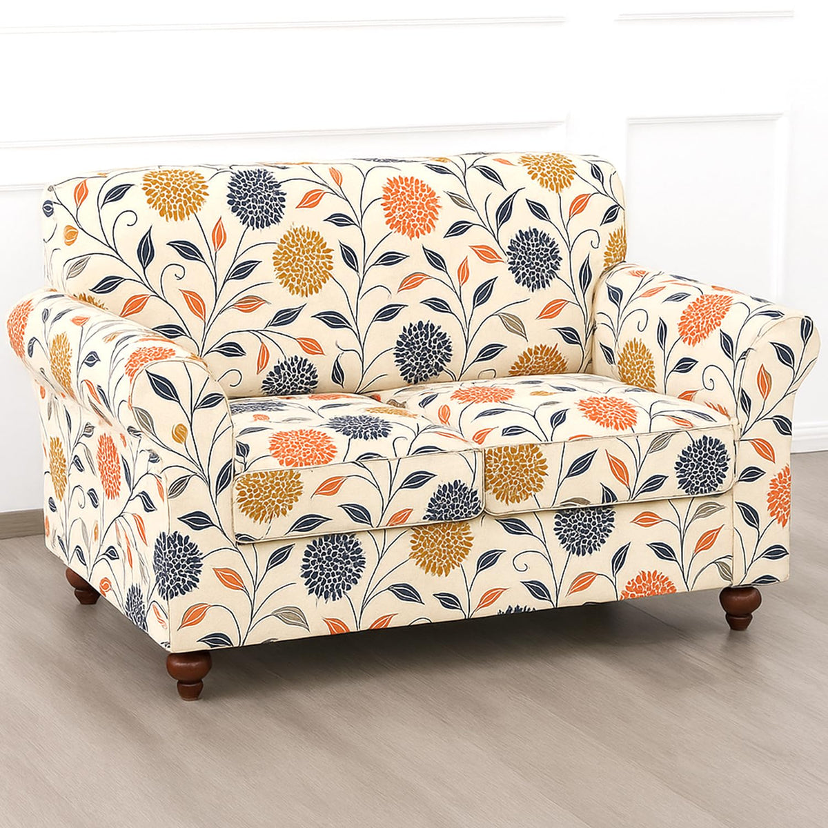 Printed Stretchable Sofa Slipcover with 1/2/3 Pc Separate Seat Cushion Cover for each 1/2/3 Seater, Sunset Botanical Bloom