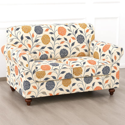 Printed Stretchable Sofa Slipcover with 1/2/3 Pc Separate Seat Cushion Cover for each 1/2/3 Seater, Sunset Botanical Bloom