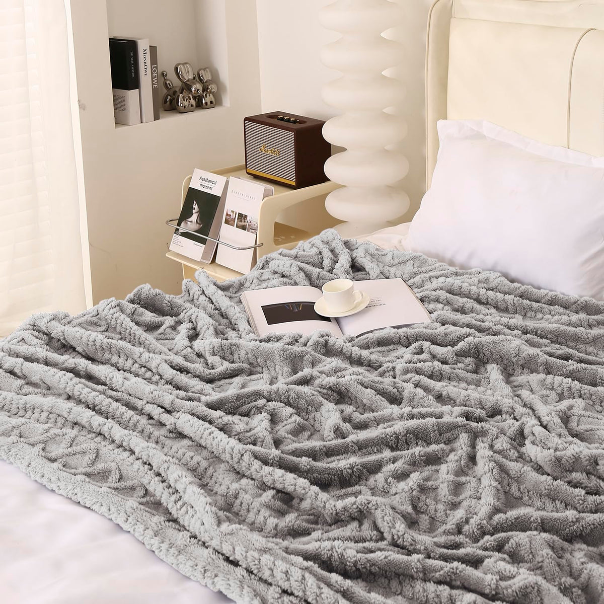 Buy Light Grey Colour Soft Cozy Throw Blanket