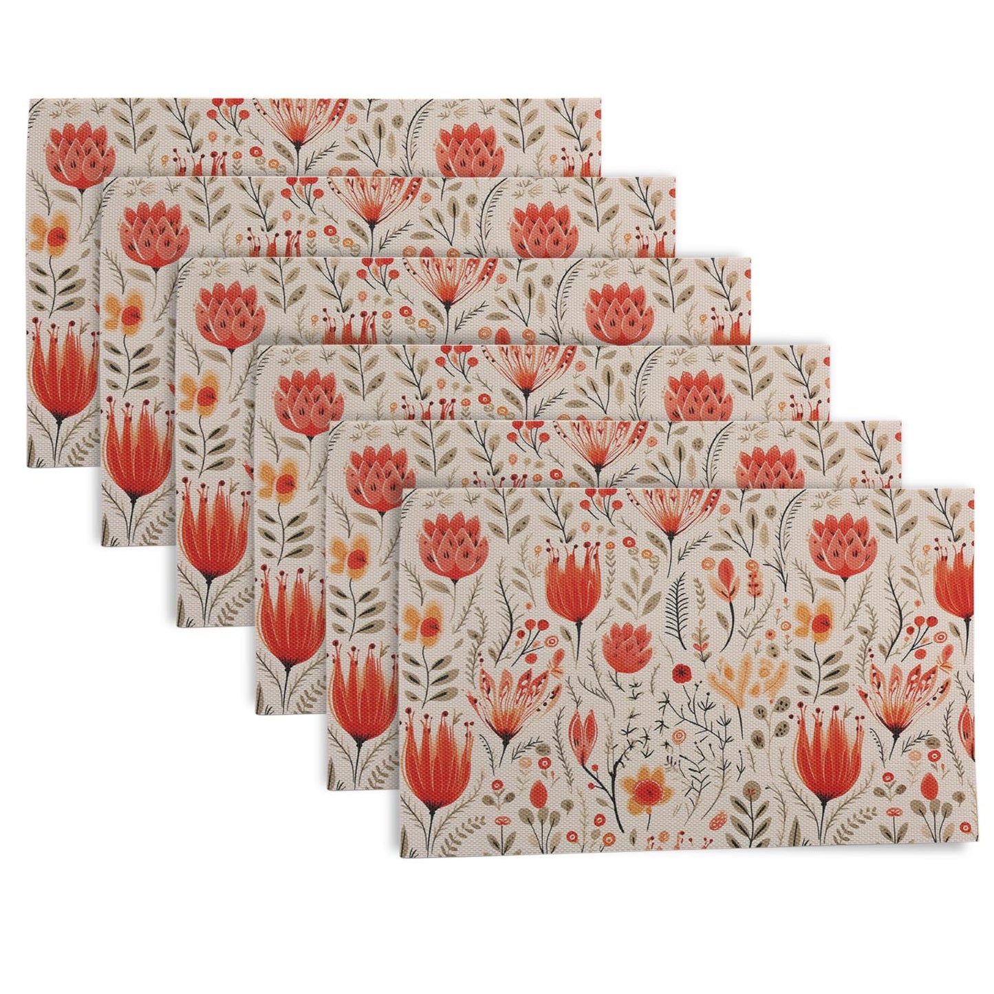 Artistic Flora PVC Washable Mats for Dining Table - Tulip Flora