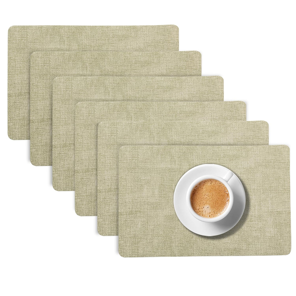 Modern Weaves Royal Luxe Faux Leather Mats for Dining Table - Pristine Green