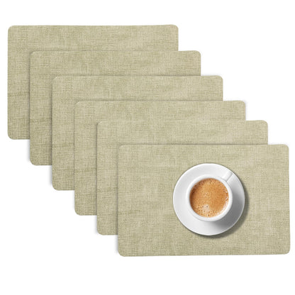 Modern Weaves Royal Luxe Faux Leather Mats for Dining Table - Pristine Green